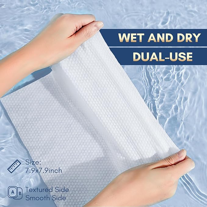 PoeticEHome Face Towel Disposable - Ultra Soft Cotton Tissue Dry Wipes - Lint Free Facial Cleansing Cloths