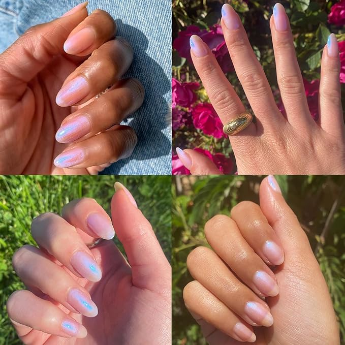 Olive & June Long Lasting Nail Polish | Plump, Gel-Like Finish No Lamp Needed | Lasts up to 10 days | Salon-Quality at Home | 15-Free, Vegan Cruelty-Free Chip-Resistant | Pink Goldfish Pink Iridescent