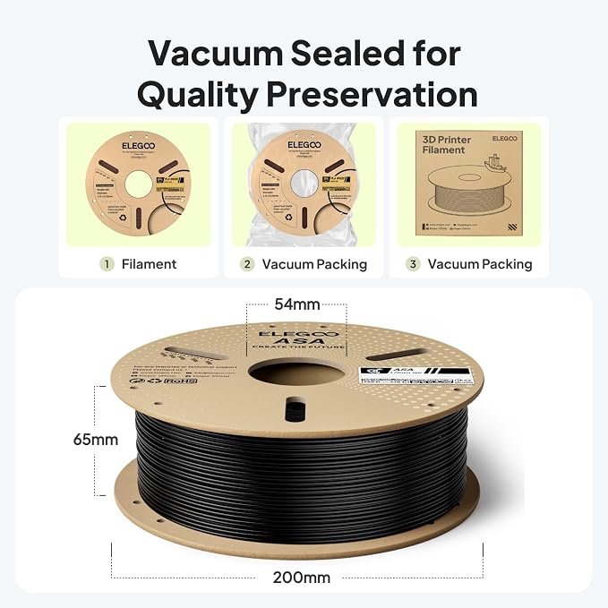ELEGOO ASA Filament 1.75mm Black 2KG, UV & Weather Resistant 3D Printer Filament - Image 6