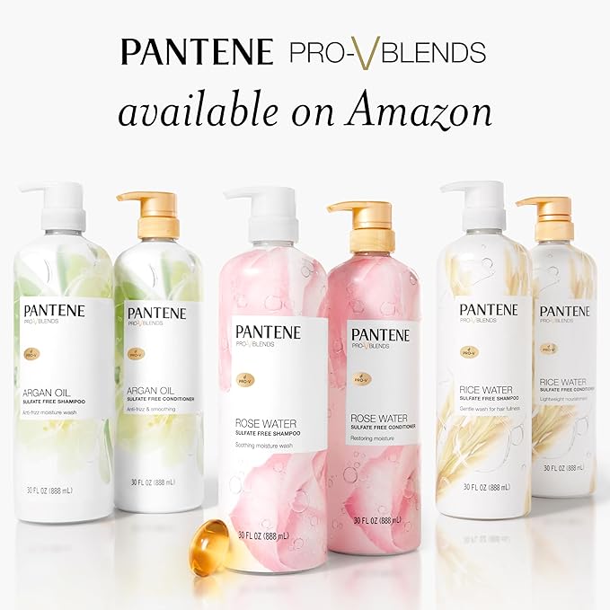 Pantene Rose Water Conditioner, Soothes, Replenishes Hydration, Safe for Color Treated Hair, Nutrient Infused with Vitamin B5 and Antioxidants, Pro-V Blends, 30.0 oz