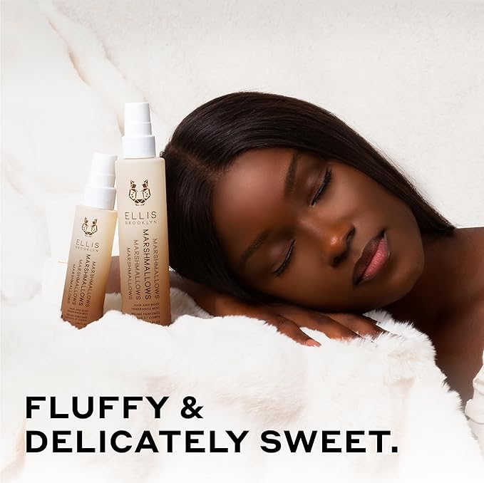 Ellis Brooklyn MARSHMALLOWS Hair And Body Fragrance Mist - Gourmand Perfume Mist with Marshmallow, Caramel Accord, & Milky Musks, Vegan Perfume, Made In The USA, 100ml 3.38 Fl Oz