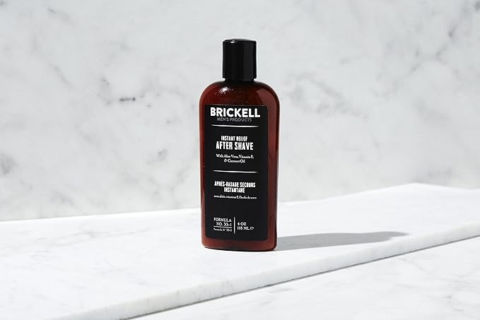 Brickell Men's Instant Relief Aftershave for Men, Natural and Organic Soothing After Shave Balm to Prevent Razor Burn, 4 Ounce, Unscented