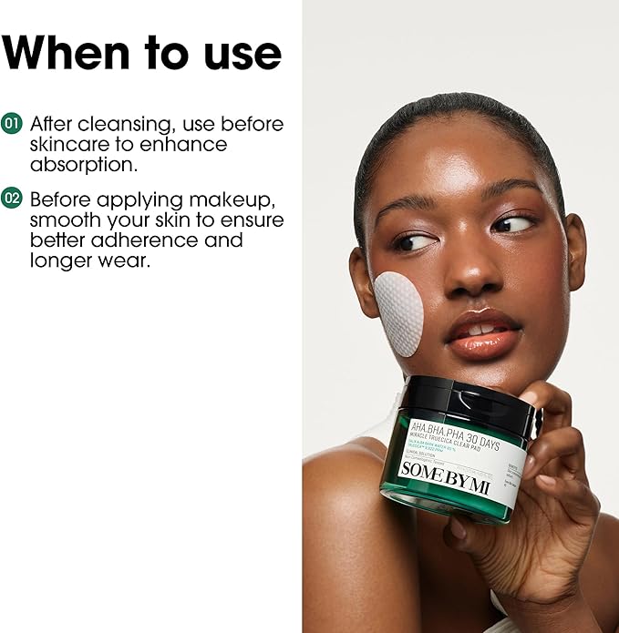 SOME BY MI AHA BHA PHA 30 Days Miracle Truecica Clear Pad – Pack of 2 – Korean Exfoliating Centella Face Toner Pads – Gently Clears Impurities, Refines Pores & Smooths Skin Texture – Korean Skin Care
