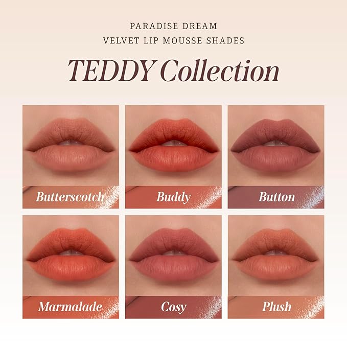 DEARDAHLIA Paradise Dream Velvet Lip Mousse (Cranberry) - Vegan Soft-Matte Lip Tint with Lightweight, Buildable, Long-Lasting Color, Whipped Mousse Texture. Cruelty-Free. 0.21 Fl oz