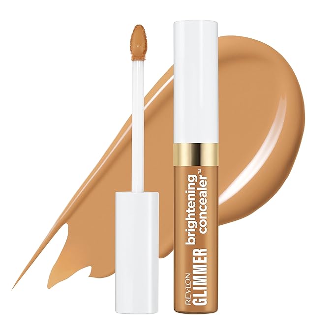 Revlon Glimmer Brightening Concealer, Liquid Under Eye Makeup, Made with Caffeine, Vitamin C, & Stevioside, 155, 0.3 fl oz