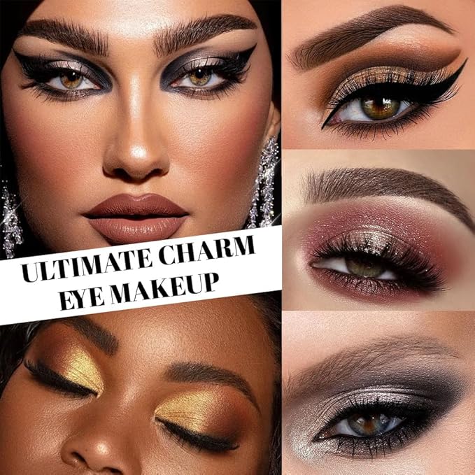 12 Colors Matte Shimmer Pressed Eye Shadow Palette - Beige Light Nude Brown Cocoa Taupe Black Smoky, Silver Bronze Gold Rose Champagne, Vegan Cruelty-Free, for Women Pro Makeup Looks