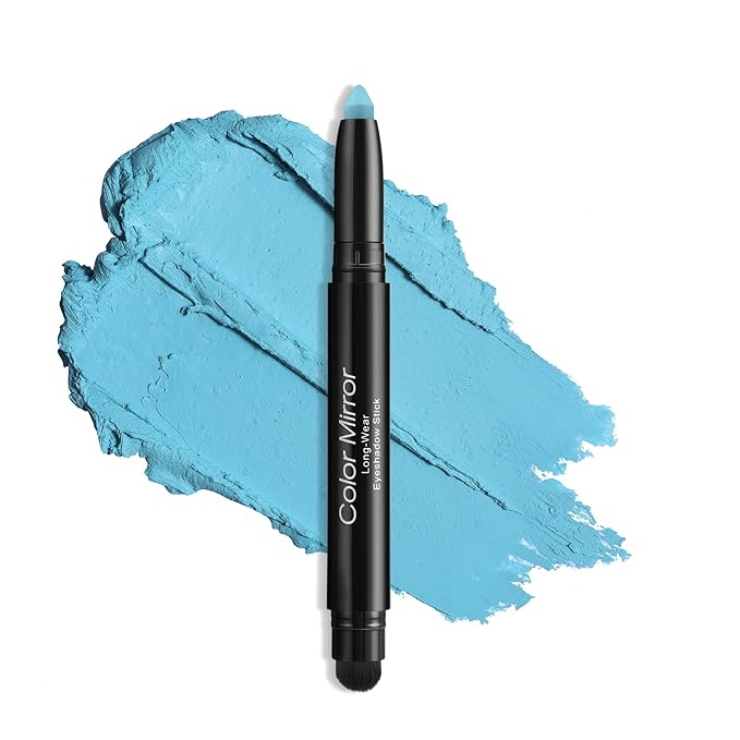 Longwear Cream Eye Shadow Sticks(45 Matte Ocean Blue), Smudge-Proof, Waterproof Eyeshadow,Silky Formula Glitter With Makeup Brush,Blue Eyeshadow Stick