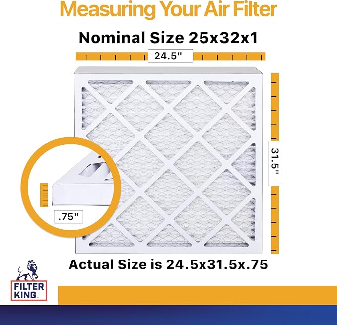 Filter King 25x32x1 Air Filter | 6-PACK | MERV 13 HVAC Pleated A/C Furnace - Image 2