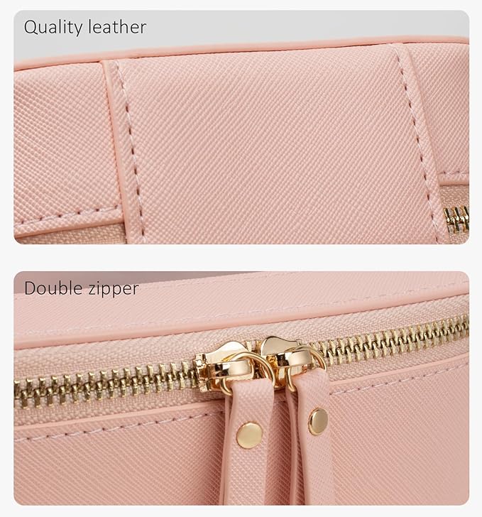 LETGO Clear Makeup Bags Set - TSA Approved Toiletry Bag with Handle Large Opening, Clear Toiletry Bags Case Pouch for Traveling Travel Car Orangizer Storage Essentials (Mini+Large Pink)