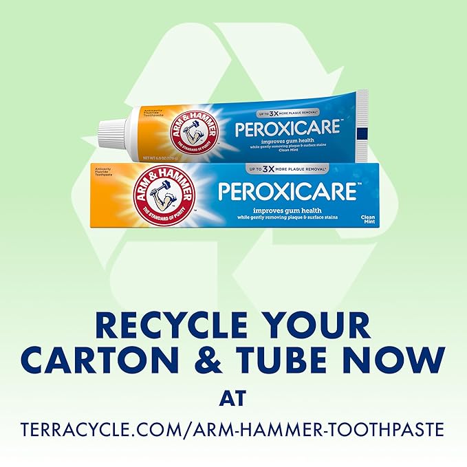 ARM & HAMMER Peroxicare Toothpaste for Gum Health, Baking Soda Toothpaste, Clean Mint, 6.0 oz (Pack of 4