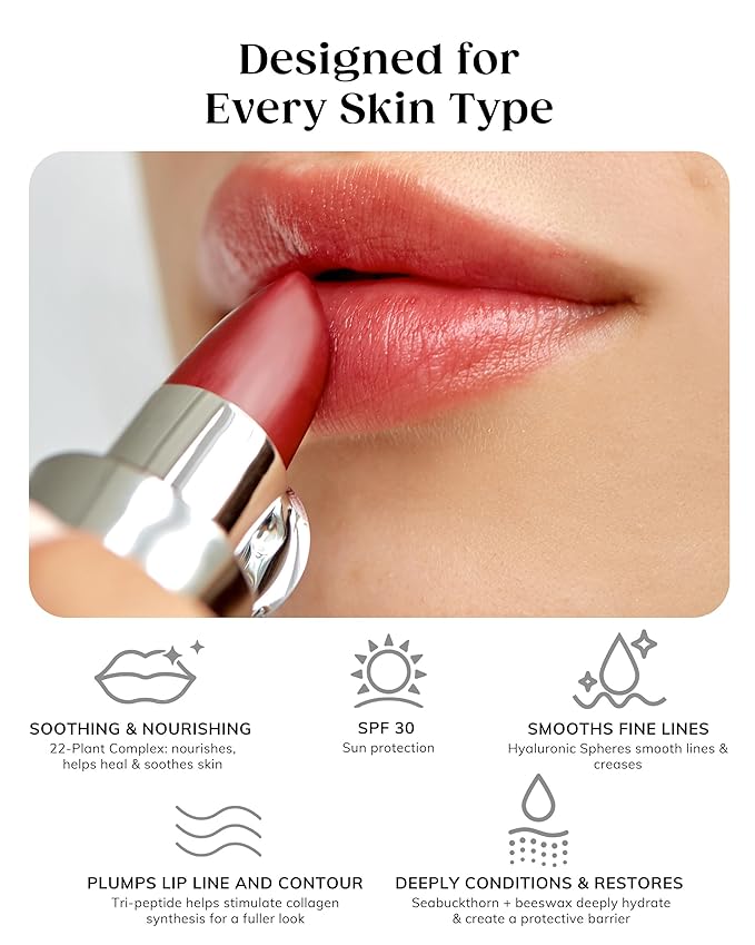 KAPLANMD Perfect Pout SPF Lipstick – Anti-Aging Lipstick with SPF 30, Hyaluronic Acid & Maxi-Lip Peptide – Moisturizing Color for Dry Lips – Non-Sticky Cruelty-Free Formula – RODEO