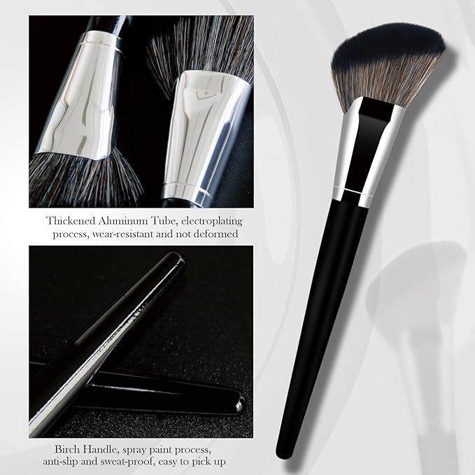 Foundation Brush Triangle Powder Brush Banidy Angled Makeup Brush Fan Contour Brush Professional Blush Brush Bronzer Brush for Liquid,Cream Mineral,Powder
