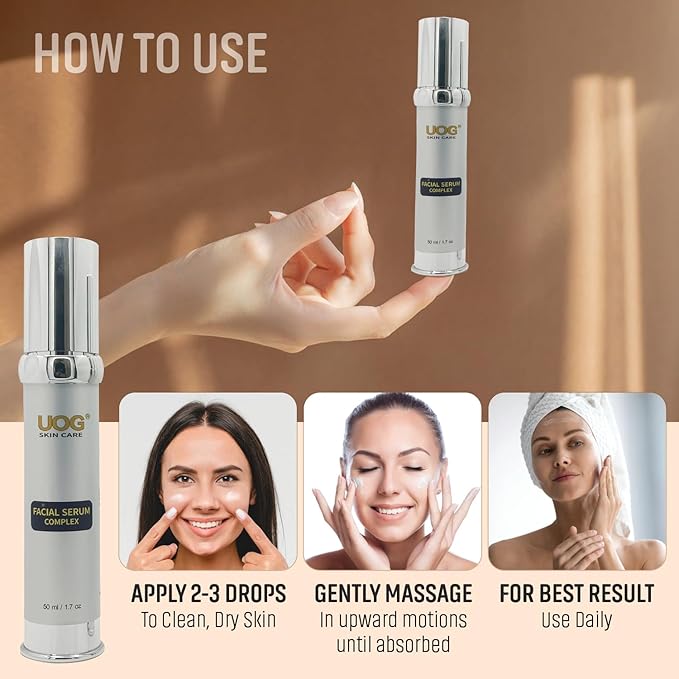 UOG (United One) Face Serum Complex – Hydrating & Firming Face Serum| Lifts, Tightens & Improves Skin Texture | Reduces Fine Lines & Wrinkles for Neck & Jawline | 50ml/1.7oz