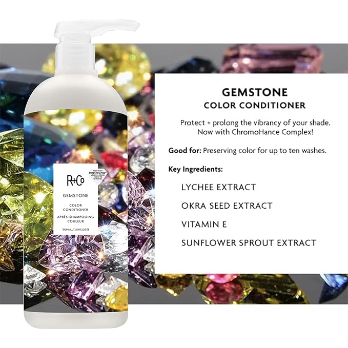 R+Co Gemstone Color Shampoo & Conditioner Set + Deluxe Sample (0.5oz) | Protects Color, Repairs & Nourishes | Vegan + Cruelty-Free | 33.8oz (Pack of 2)