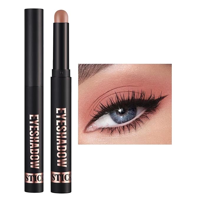 Matte Eyeshadow Stick Blendable Cream Eyeshadow Waterproof Long Lasting High Pigmented eyeshadow Pencil, Hypoallergenic Nude Eye Shadow Stick (12# Medium Warm Brown Matte)