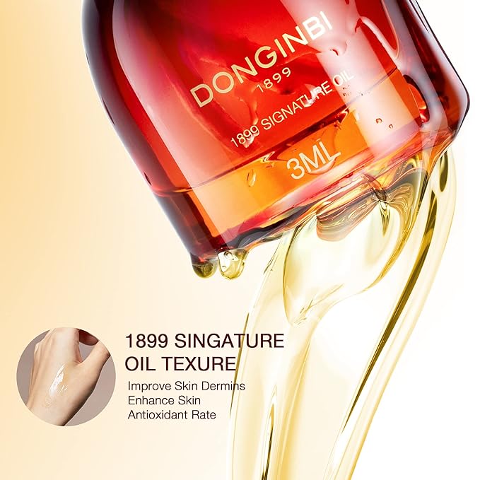Donginbi Red Ginseng Power Repair Concentrated Essence(1.69 floz) Set - Korean Red Ginseng Essence with Collagen, Hydrating Toner, Firming Face Oil, Korean Skin Care Gifts for Women, Travel Kit