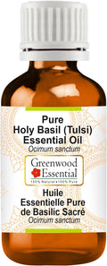 Greenwood Essential Pure Holy Basil Essential Oil (Ocimum Sanctum) Steam Distilled 15ml (0.50 oz)