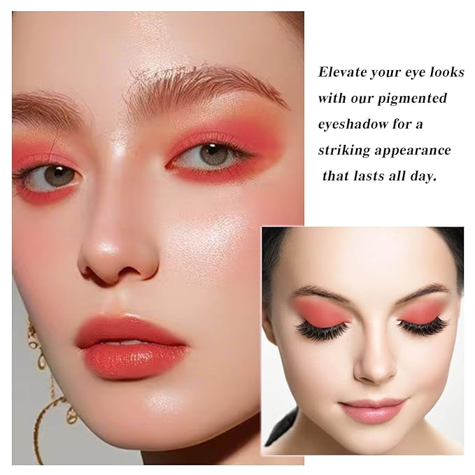 MEICOLY Red Single Eyeshadow with Mirror,Matte Eye Shadow for Halloween Makeup,Pressed Powder Eyeshadow,Matte Shade Eyelid Color Eye Makeup for Women and Girls,High Pigment,Long Wear,Waterproof