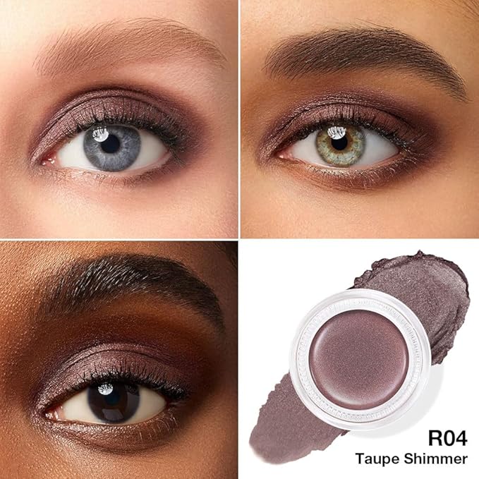 Kaely Single Cream Eyeshadow Pot, Taupe Shimmer Eye Shadow for Older Women High Pigmented Waterproof, Natural Eyeshadow Palette Makeup Brightener, sombras en crema para ojos, Blendable, R04