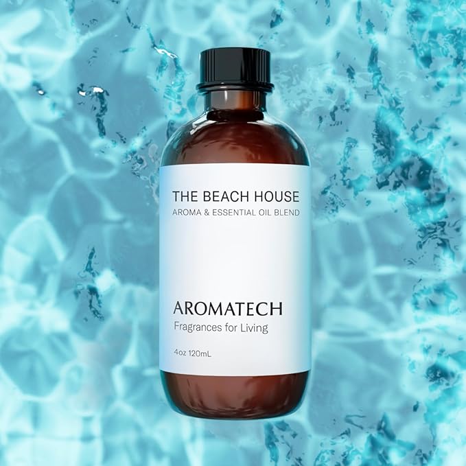 AromaTech The Beach House Aroma Essential Oil Blend: Luxury Hotel Inspired Aromatherapy with Bergamot, Coconut Milk & Sandalwood for Ultrasonic Diffusers & Nebulizers - 4 fl oz, 120 mL