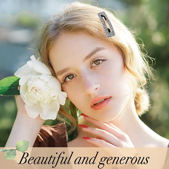 Rhinestone and Crystal Hair Clips 2-Pack, Sparkly Barrettes & Elegant Bling Accessories for Women & Girls(Set9)