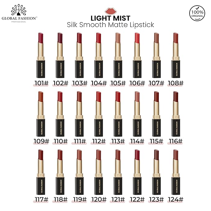 Global Fashion Silk Smooth Matte Lipstick – Long-Lasting, Luxurious Color, Rich Hydration, Lightweight Formula, Lightweight Matte Lip Color for Women, Available in Multiple Shades (117, 0.12 oz)