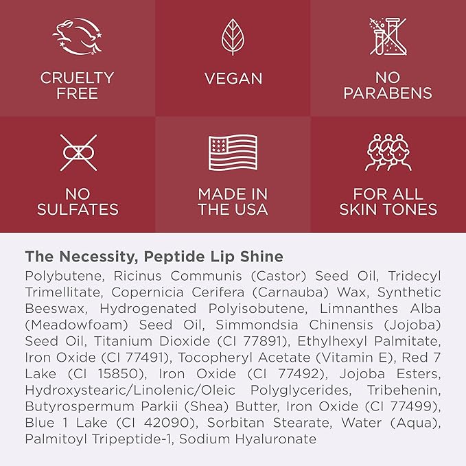 Cote Beauty's Mulberry Peptide Lip Shine, Ultra Hydrating & Long-Lasting Mauve Plumping Lip Gloss for Women with Hyaluronic Acid, Shea Butter & Jojoba Oil, Vegan & Cruelty-Free, 0.12 Fl Oz