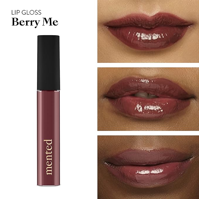 Mented Cosmetics Lip Gloss for Women Tinted Lip Balm Stain, Long Lasting Buildable Moisturizing Lipgloss Lipstick Topper, Made in USA, Cruelty Free Vegan Makeup, Berry Me