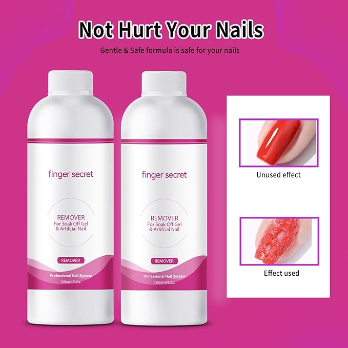Nail Polish Remover 8Fl.Oz Nail Polish Remover Kit Polish Remover for Nails Glue Artificial Nails,Glitter Polish,Hard Builder gel,dip powder,poly gel,acrylic powder Remove