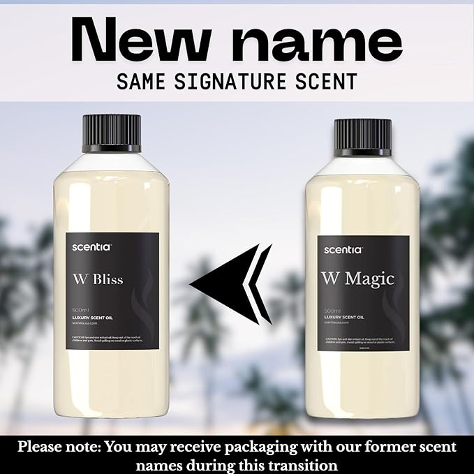 Scentia W Magic Hotel Diffuser Refill Oil Inspired by W Signature Hotel - 500 mL 16.9 fl oz - Fragrance Oil Blend Bergamot, Lemongrass & Jasmine for HVAC Diffuser - Thanksgiving & Holiday Gift