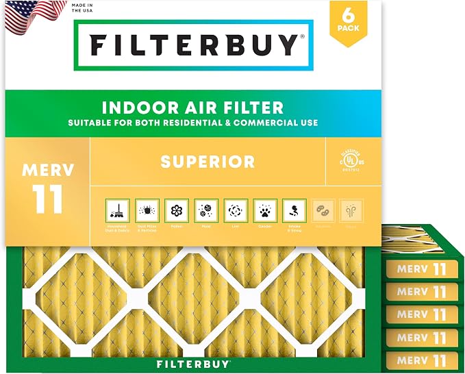 Filterbuy 15x15x1 Air Filter MERV 11 Superior Pet & Allergy Defense, by Filterbuy