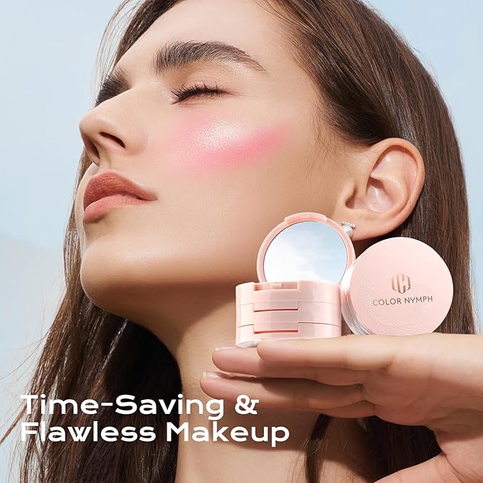 Color Nymph Ultra-Creamy Highlighter Blush Bronzer Stackable Makeup Palette | 3-IN-1 Multiuse Long-Lasting & Shimmer Power, Travel-Friendly Makeup Kits | Vegan & Cruelty-Free - Starlit Glow
