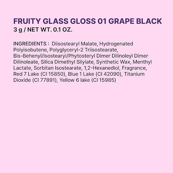 COLORGRAM FRUITY GLASS GLOSS 05 BABY LYCHEE | Non-Sticky Glossy Lip Tint with Glass-Like Shine | Long-Lasting Hydrating Lip Gloss for Smooth & Plump Lips