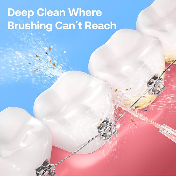 Bitvae Water Dental Flosser for Teeth, Rechargeable Water Teeth Cleaner Picks, 3 Modes 5 Intensities, IPX7 Waterproof, Oral Irrigator USB Cordless Water Dental Picks for Cleaning - Frost White