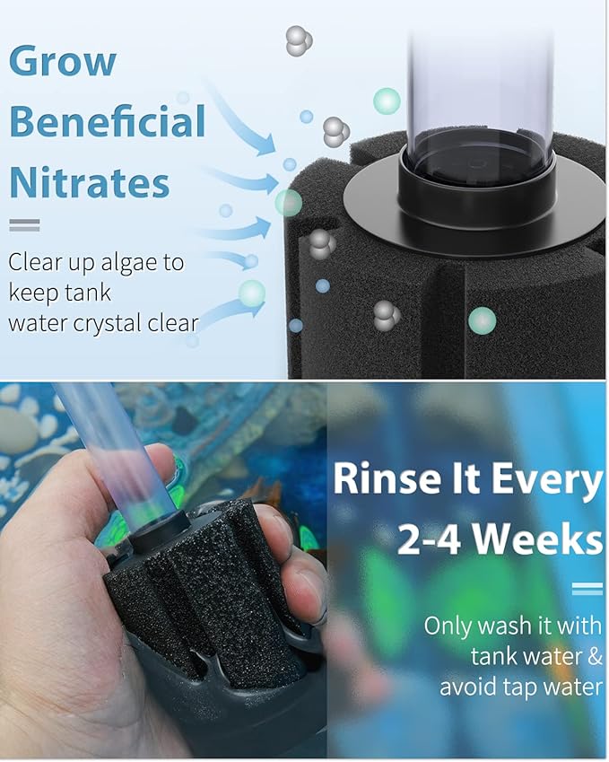 Pawfly Aquarium Air Pump with Nano Bio Sponge Filter Kit Air Control Valve - Image 3