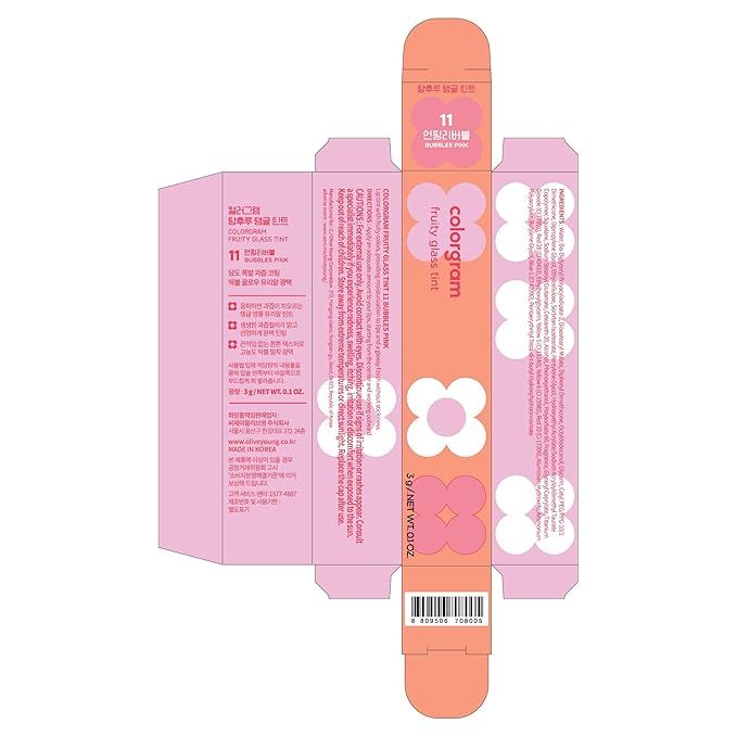 COLORGRAM FRUITY GLASS TINT 11 BUBBLES PINK | Long-Lasting Glossy Lip Tint for Effortless Glow | Radiant, Non-Sticky | Korean Beauty Lip Gloss for Daily Wear