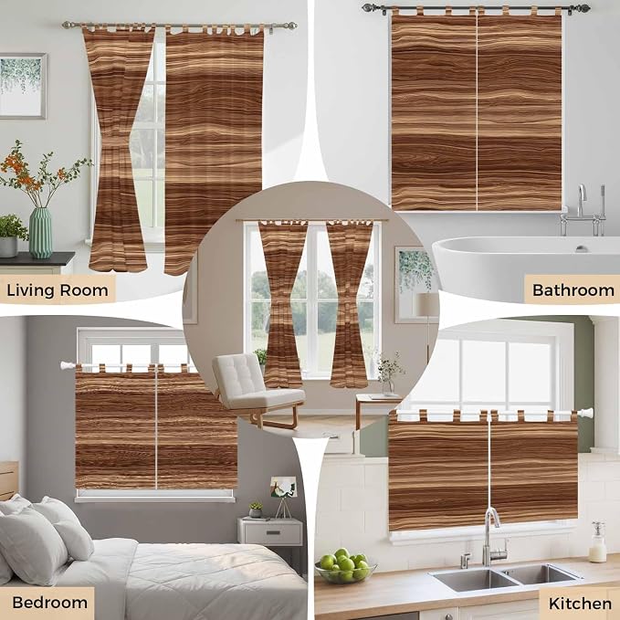 Brown Western Living Room Curtains 96 Inch Length, Window Curtains Tab Top - Image 7