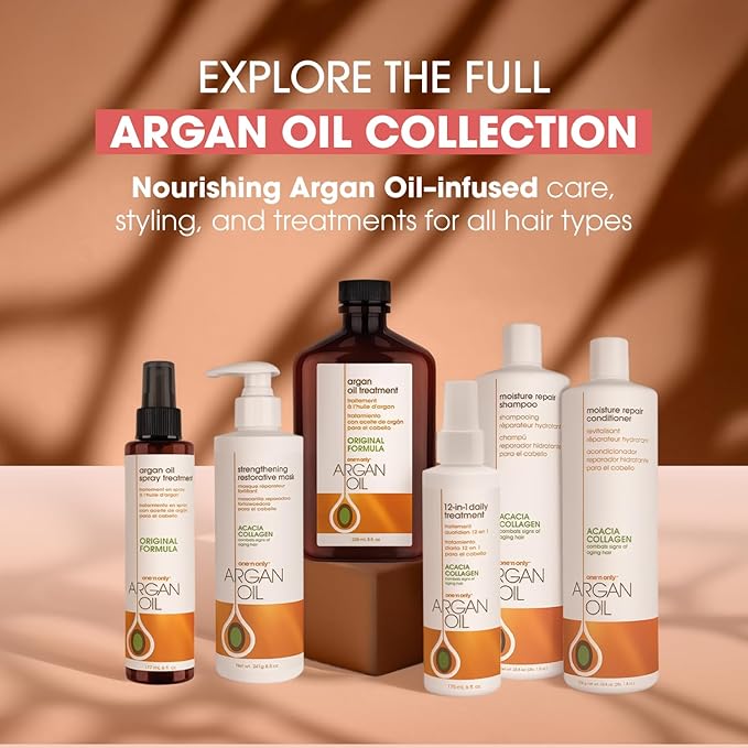 One 'N Only Argan Oil Hair Treatment - Lightweight & Hydrating Hair Oil for Natural, Wigs & Extensions - Shine Enhancing, Heat Protectant & Frizz Control (8 oz)