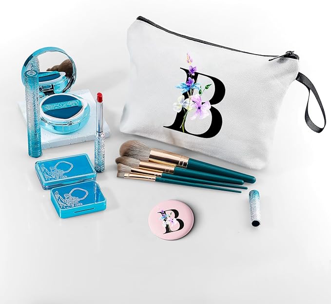 SEAMOON Women Birthday Unique Maid of Honor Friendship Gifts for Sister Bridesmaid Bride Personalized Travel Makeup Cosmetic Bag with Mirror Valentines Mothers Day Christmas Graduation B