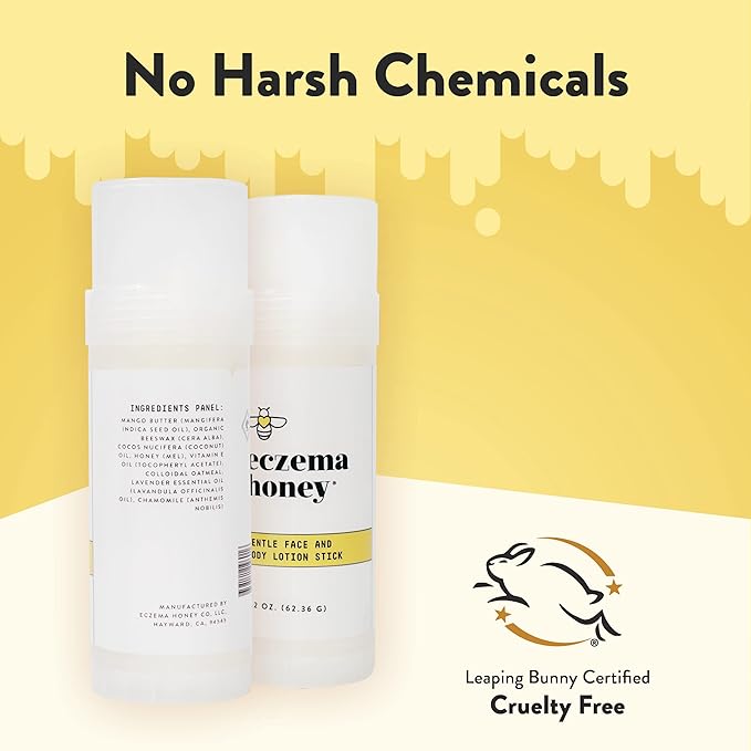ECZEMA HONEY Gentle Face & Body Lotion Stick - Moisturizing Colloidal Oatmeal Hand Cream for Extremely Dry Skin - Eczema Lotion Helps Psoriasis, Dermatitis & More (2.2 Oz)