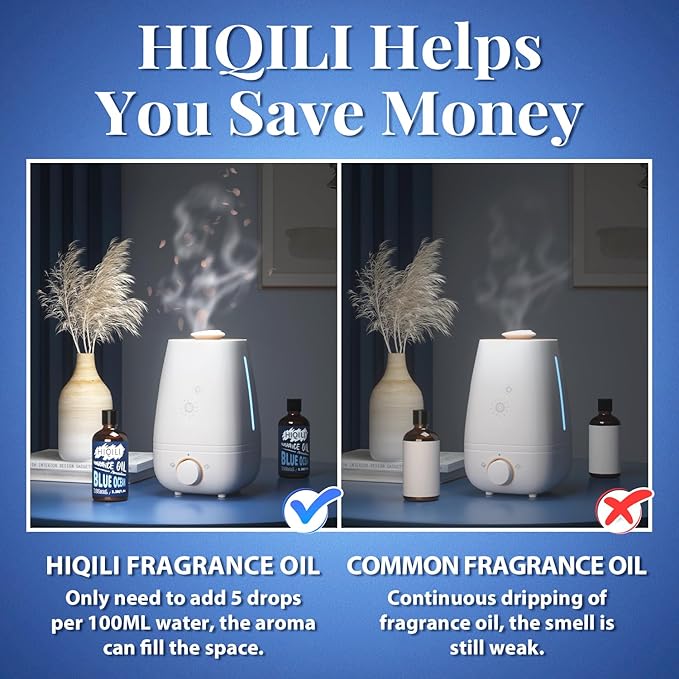 HIQILI Blue Ocean Fragrance Oil 100ml for Diffuser Car Freshies, Clean Fresh Scent for Candle Making Soap Laundry 3.38 Fl Oz