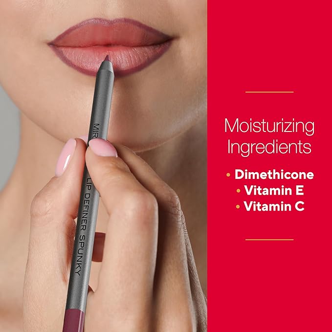 Mirabella - Line and Define Lip Definer, Smoothing & Moisturizing Retractable Lip Pencil with Sharpener, Helps Lipstick Stay Put, Long-Lasting Creamy Formula with Antioxidants Vitamins C & E, Bratty