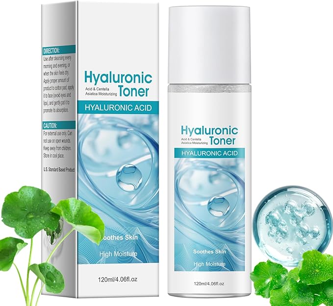 Centella Asiatica Toner, Hyaluronic Acid Face Toner, Facial Toner for Women, Deep Moisturizing, Soothing for Sensitive, Oil, Dry Skin All Skin Types, 4.06fl.oz/120ml