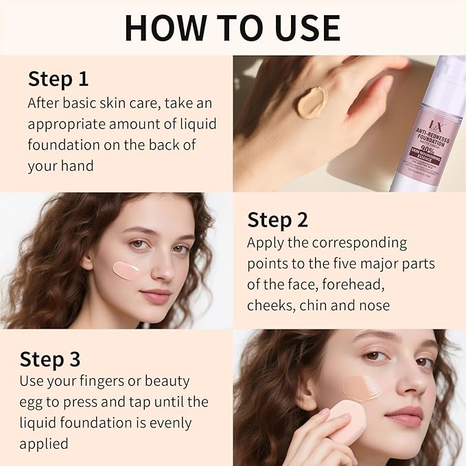 Sensitive Skin Foundation - Serum Foundation with Vitamin E, Sun protection & Deep Hydration for A Smooth & Satin Finish, Vegan & Cruelty-Free, 410 Deep