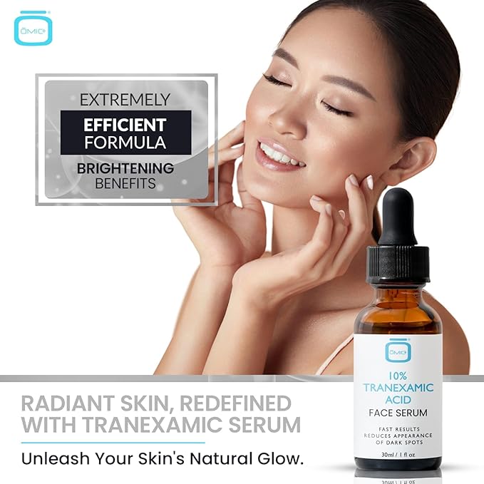 OMIC 10% Tranexamic Acid Serum for Face - 1 fl oz / 30ml - Skin Brightening Serum, For Brown Spots, Even Out Skin Tone - with Hyaluronic Acid, Glycerin, Natural formula