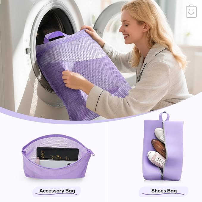 Veken 11 Set Compression Packing Cubes for Travel Essentials,Compressible Expandable Large Luggage Suitcase Organizer Bags for Clothing,Durable Space Saver Storage Bags(Light Purple)
