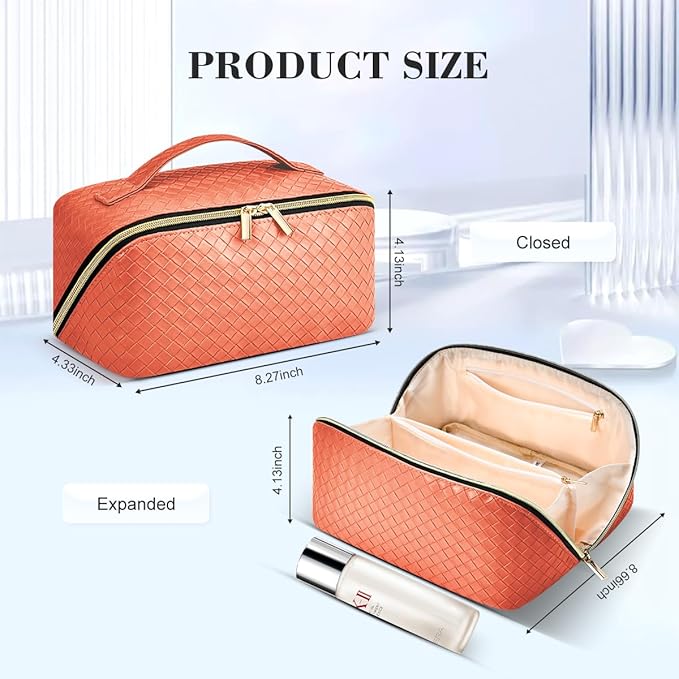 Personalized Initial Makeup Bag,Christmas Gifts for Girl,Preppy Bag Cosmetic Travel Bag Women,Travel Toiletry Organizer,Large Capacity Corduroy Stuff Bag,Cute Cosmetic Pouch Skincare Bag-BR
