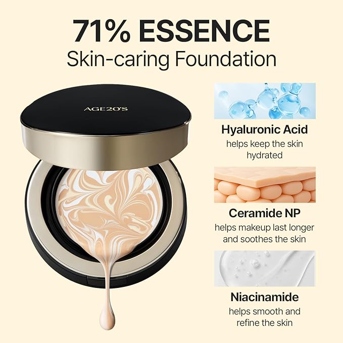 [NEW] AGE20'S Signature Essence Pact | 31N TOFFEE | Vegan Korean Cushion Foundation | Pack of 1 | Cream Foundation, Dewy & Glow Finish, Natural Coverage, SPF 50+
