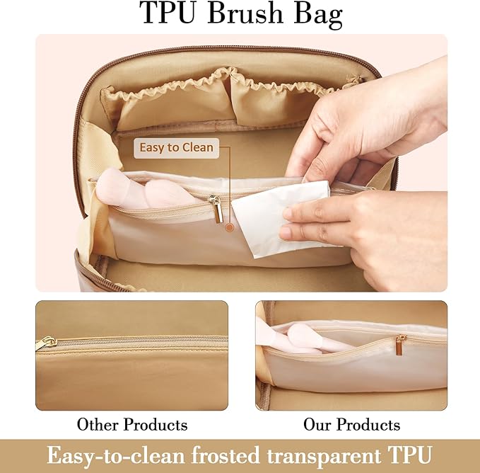 Birthday Gifts for Women Teen Girl, Personalized Initial Makeup Organizer Bag Set, Open Flat Travel Cosmetic Bag With Clear Divider and Handle(Pink,B)