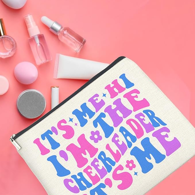 Cheerleader Gifts Makeup Bag Cheerleading Team Gifts for Women Cheerleader Cosmetic Bag It's Me Hi I'm the Cheerleader Zipper Makeup Pouch Gift
